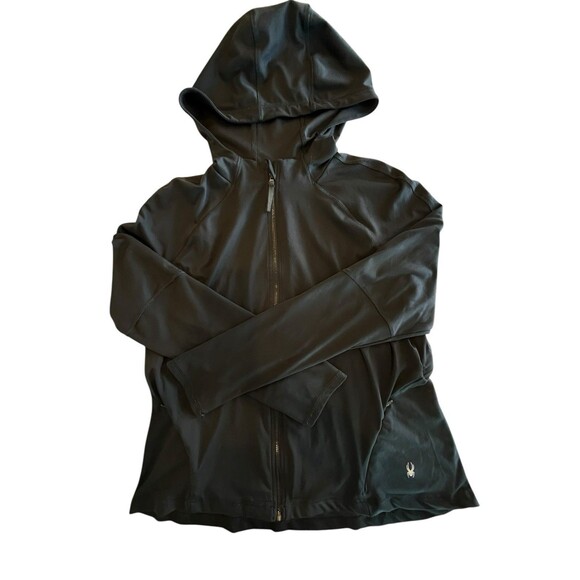 Spyder Active Full Zip Hoodie Hooded Jacket Womens Sz XLarge (16-18) SP865 Black - Picture 1 of 8